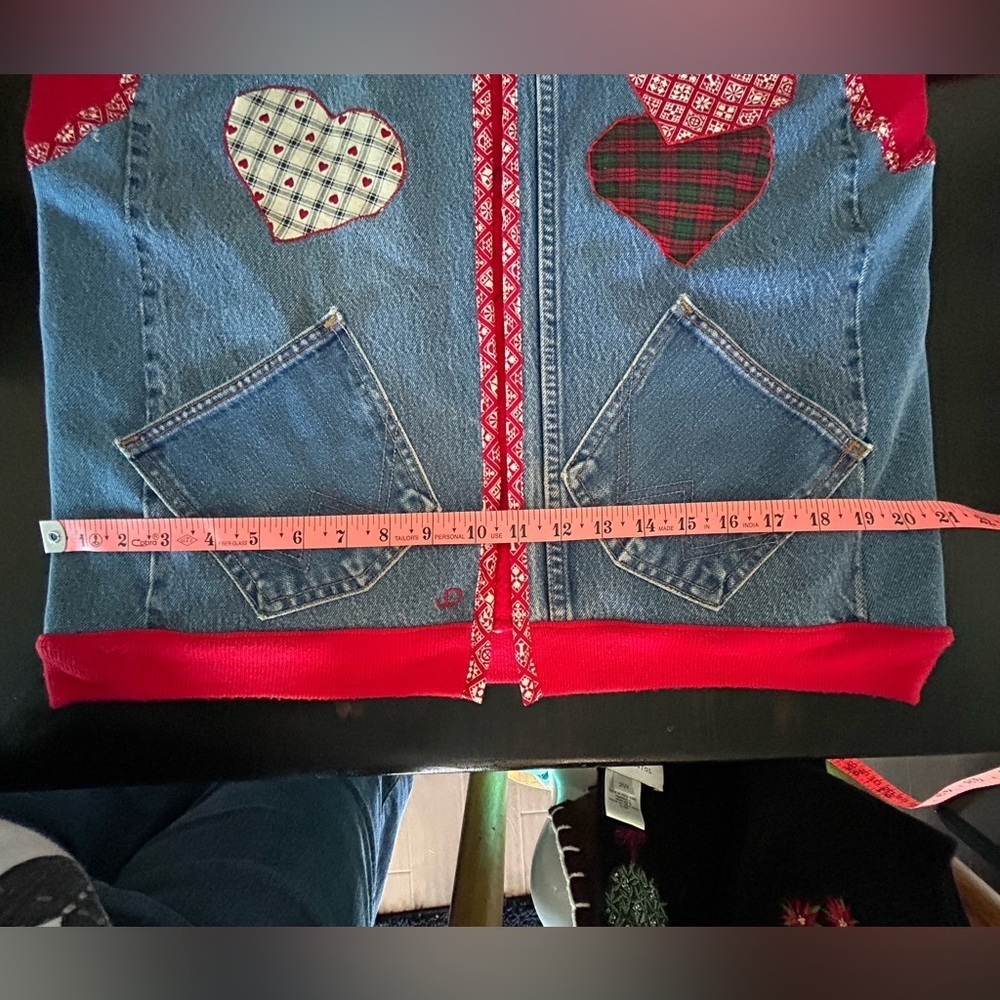 Upcycled Handmade Denim Jacket Wrangler x Jerzees Women's XL Patchwork Dog - Picture 10 of 13